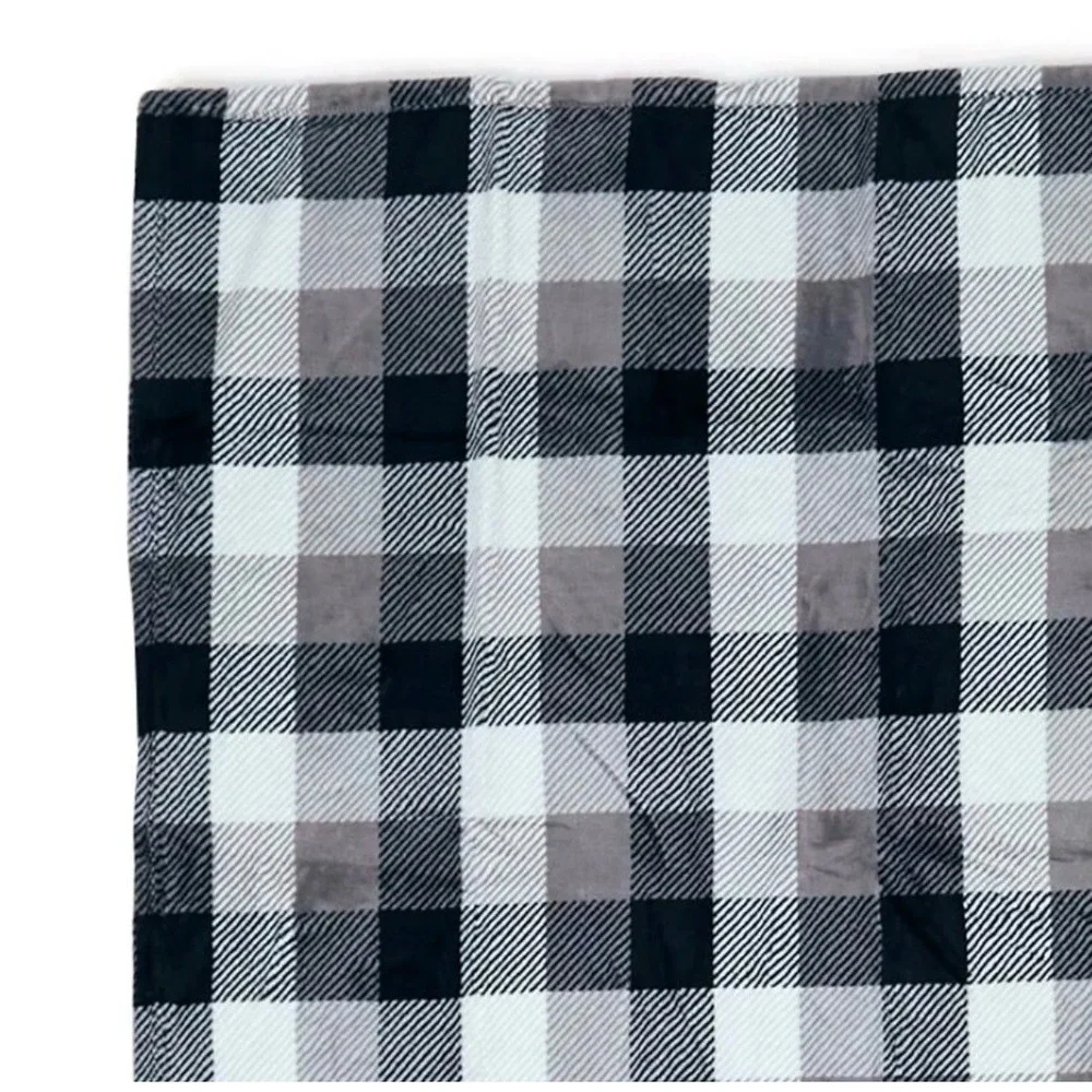 Vera Bradley Throw Blanket Unisex 50x80 Black White New Kingbird Plaid Fleece